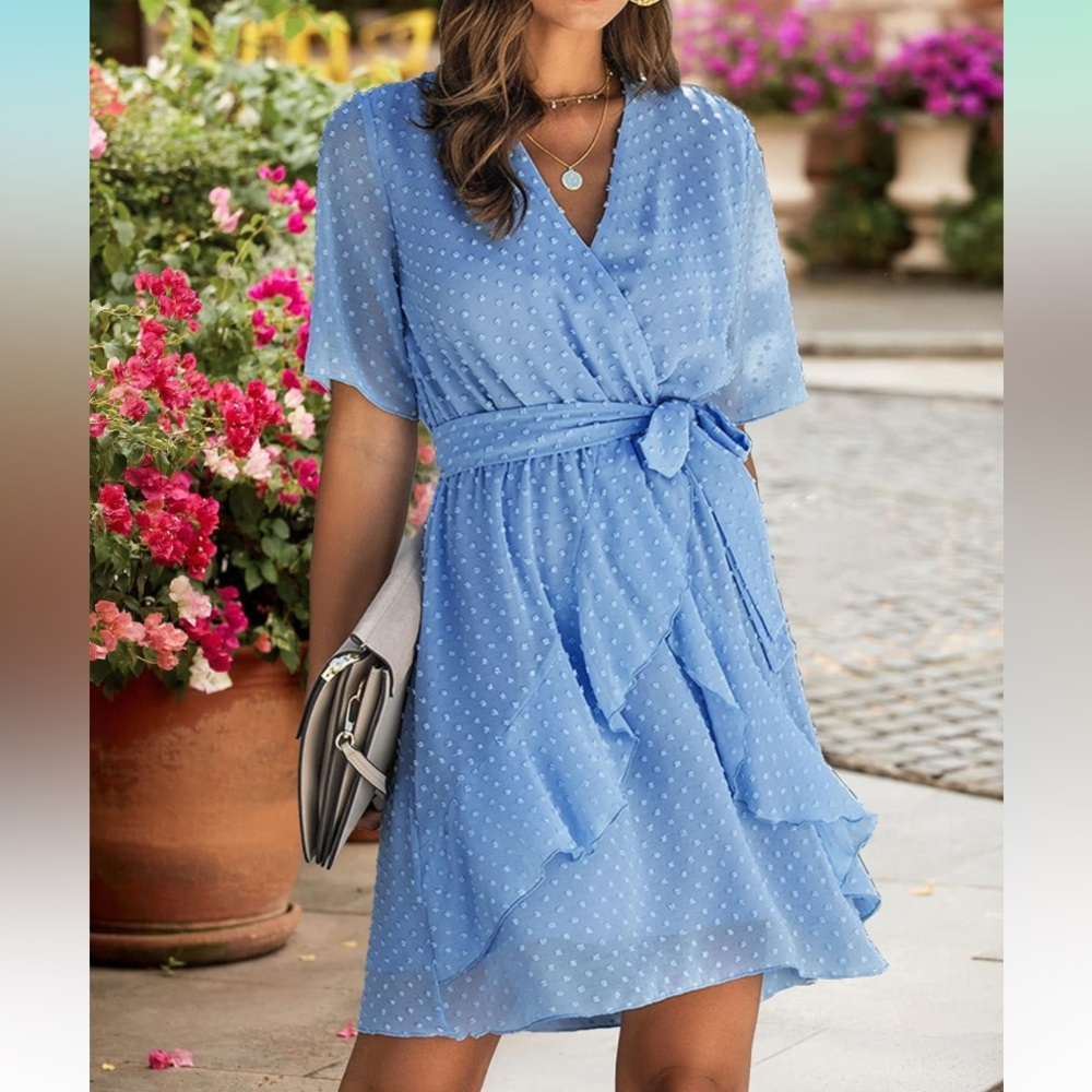 Faux wrap vneck dress